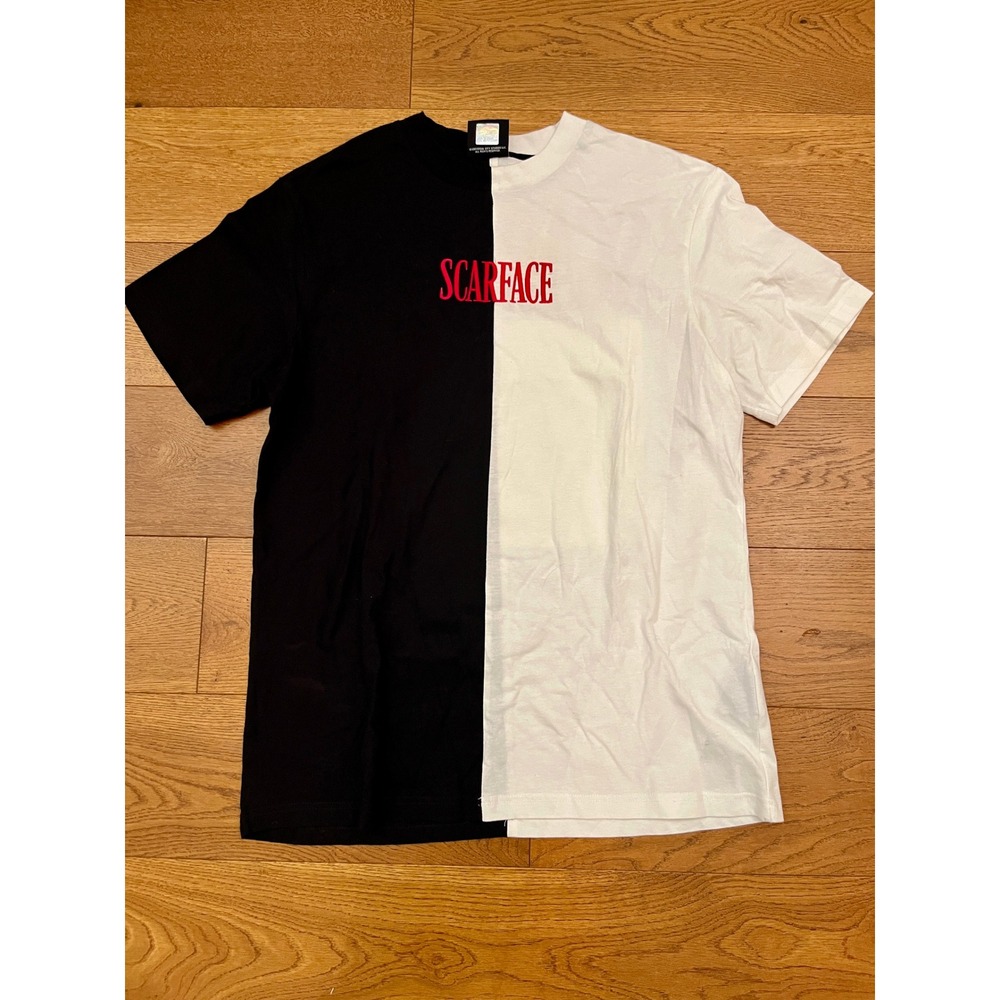 Scarface x Shoe Palace Split Black White Graphic T-Shirt Mens Large Tony Montana